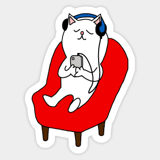 Chillin' White Cat Sticker